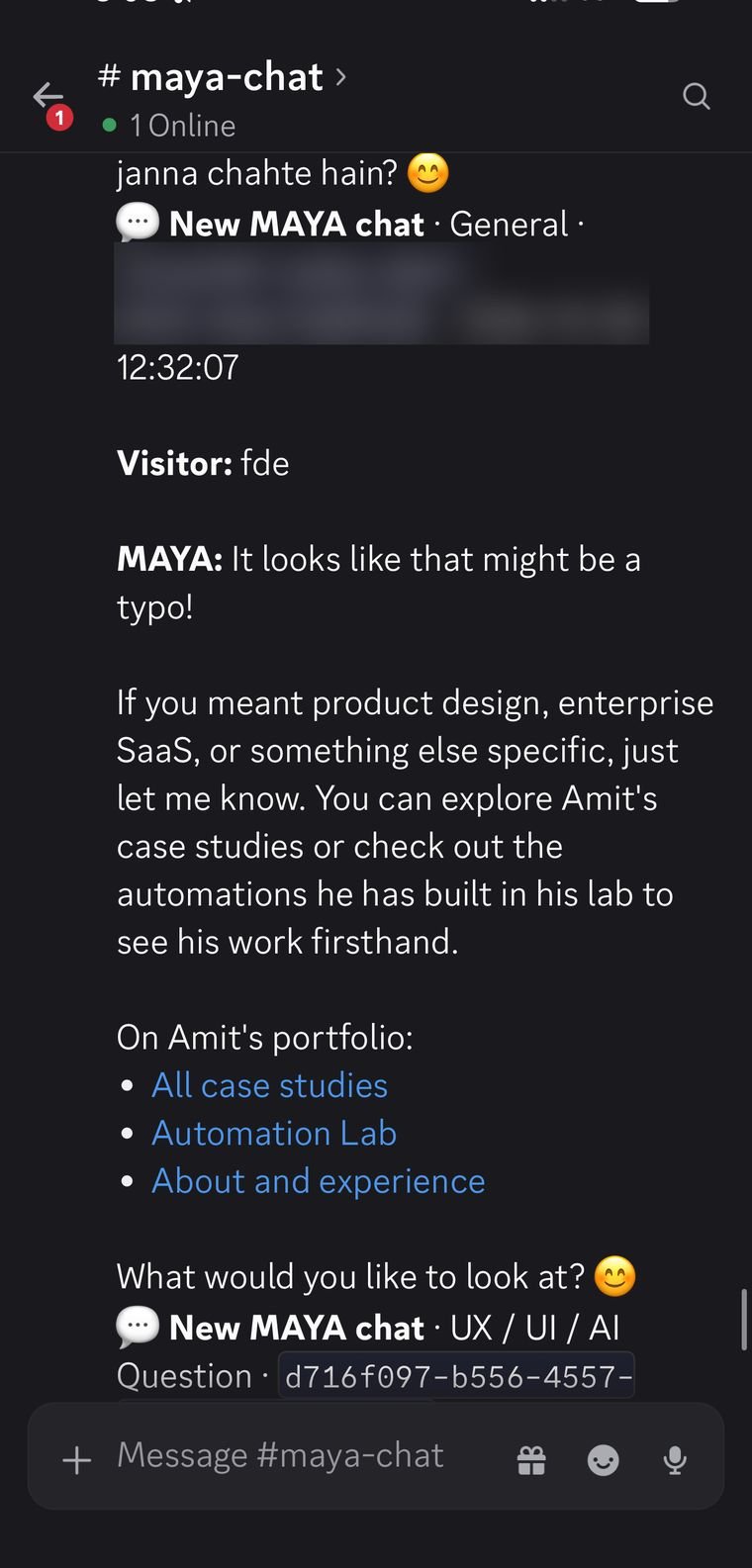 New MAYA chat notification in Discord